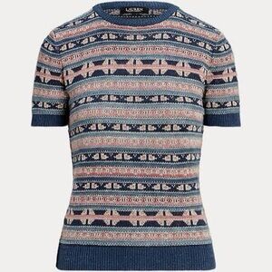Ralph Lauren Geo-Stripe Short-Sleeve Sweater.